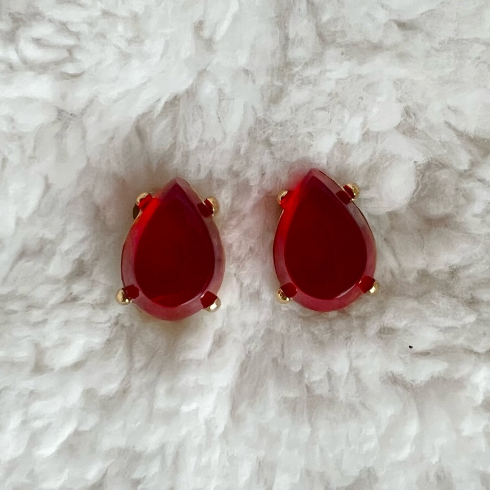 Oscar de la Renta Red Teardrop Earrings